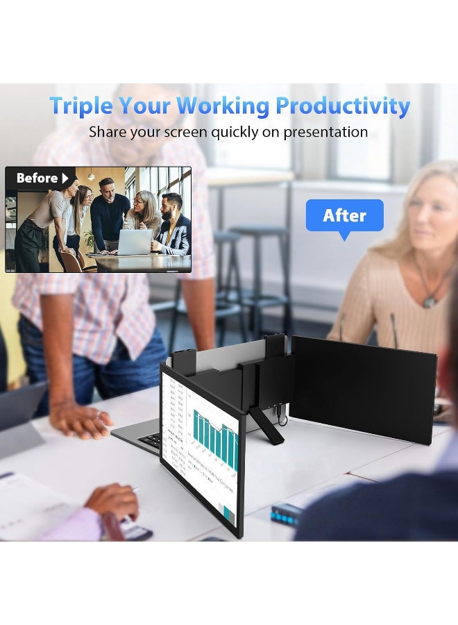 14-Inch Dual Screen Portable Monitor for Laptop, Foldable Multi-Function External Display with 1080P FHD IPS, Plug & Play USB-C, for Stock Trading, Multi-Screen Productivity, Presentation Use  - Image 4