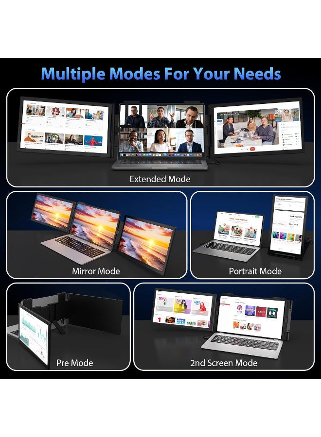14-Inch Dual Screen Portable Monitor for Laptop, Foldable Multi-Function External Display with 1080P FHD IPS, Plug & Play USB-C, for Stock Trading, Multi-Screen Productivity, Presentation Use  - Image 5