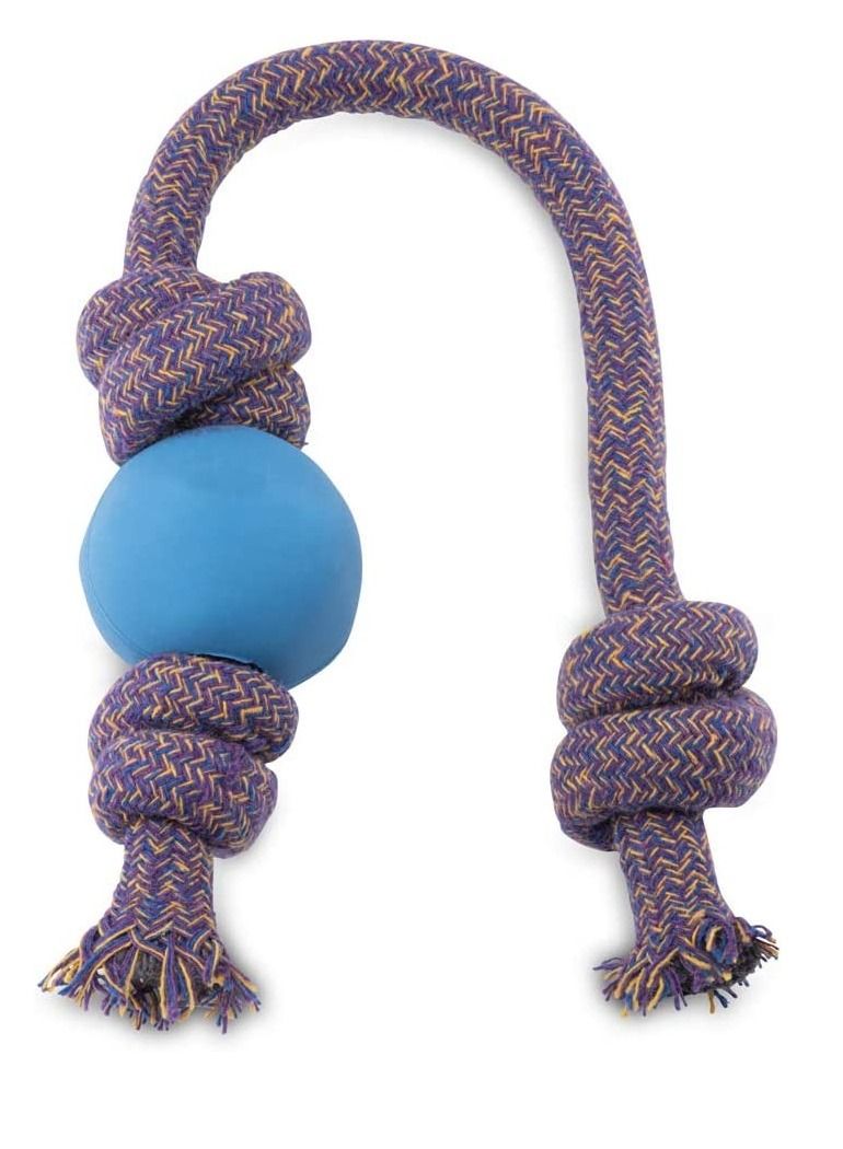 Beco Rubber Ball on Rope Dog Toy Multicolor - Image 1