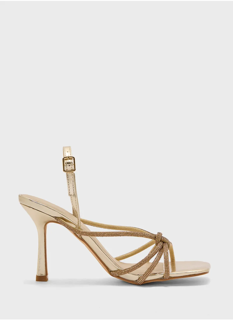Truffle Stiletto Heel Knotted Diamond Sandal