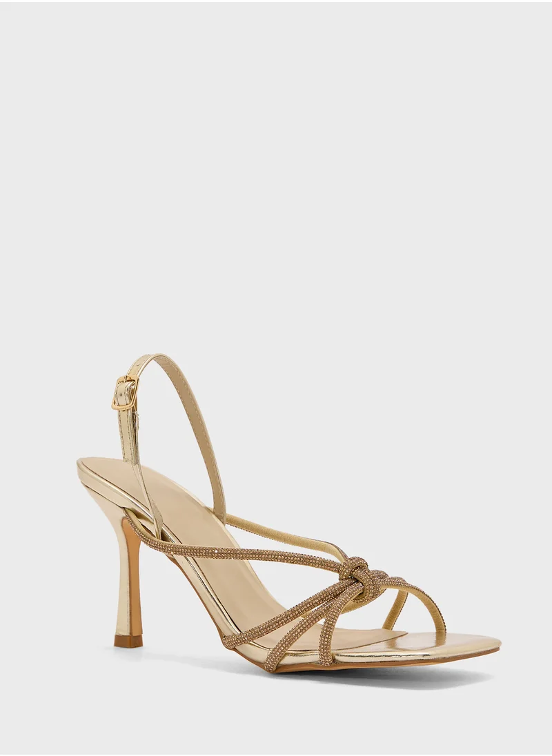 Truffle Stiletto Heel Knotted Diamond Sandal