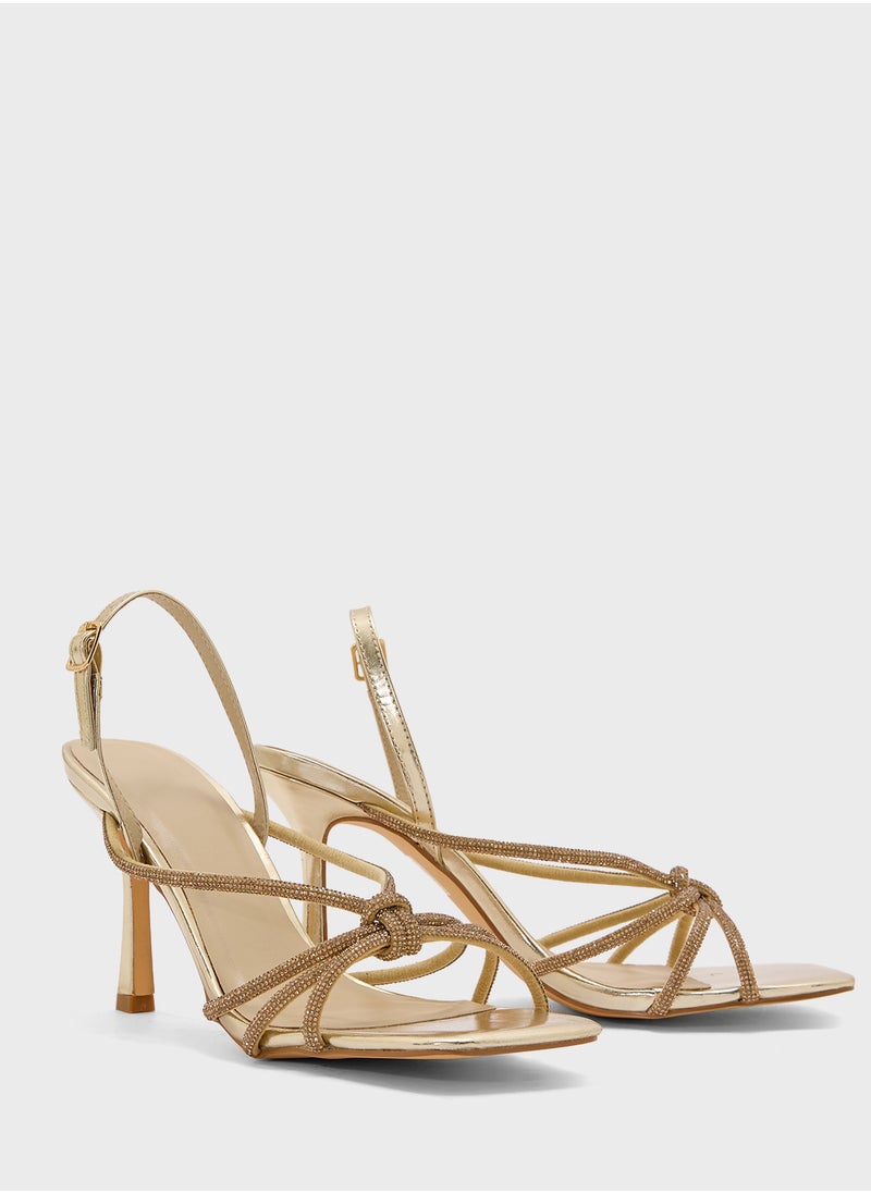 Truffle Stiletto Heel Knotted Diamond Sandal  - Image 4