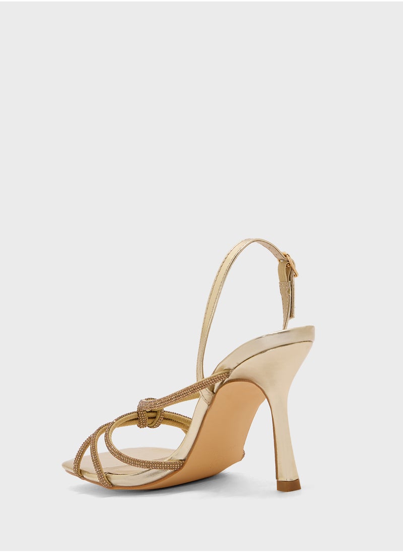 Truffle Stiletto Heel Knotted Diamond Sandal  - Image 3