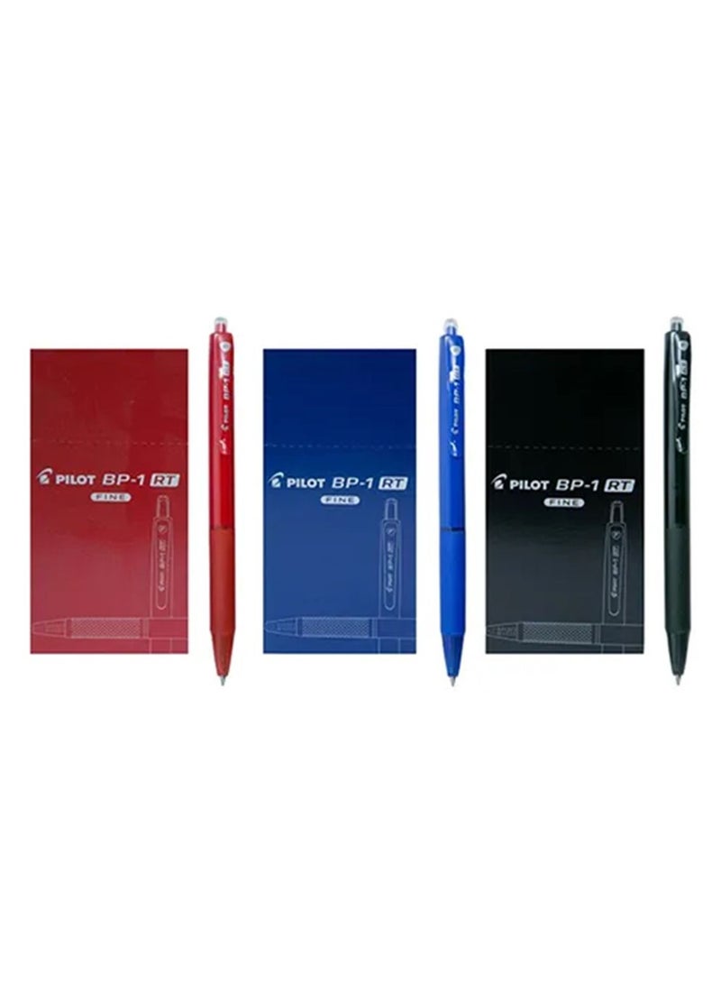 PILOT قلم حبر جاف قابل للسحب 3 قطع طرف رفيع متعدد الألوان - Image 1