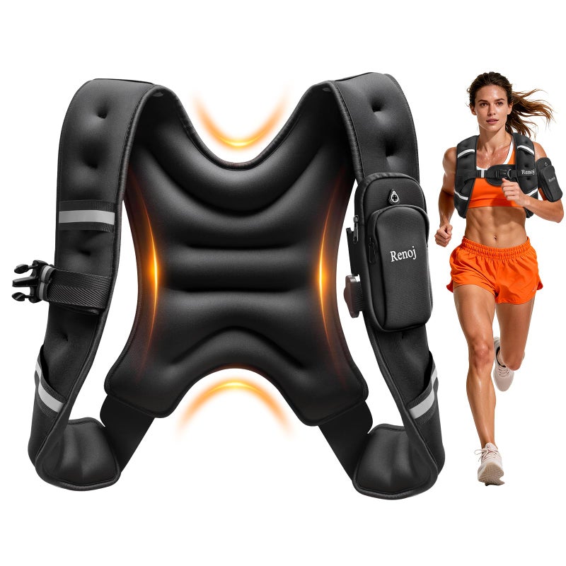 Renoj Weighted Vest for Women Men:10lb/12lb/16lb Weight Training Vest for Workout, Running, Walking, Exercise, Fitness, Weight Loss, Weight Lifting - With Reflective Strips and Storage Pocket(6lb) - Image 1