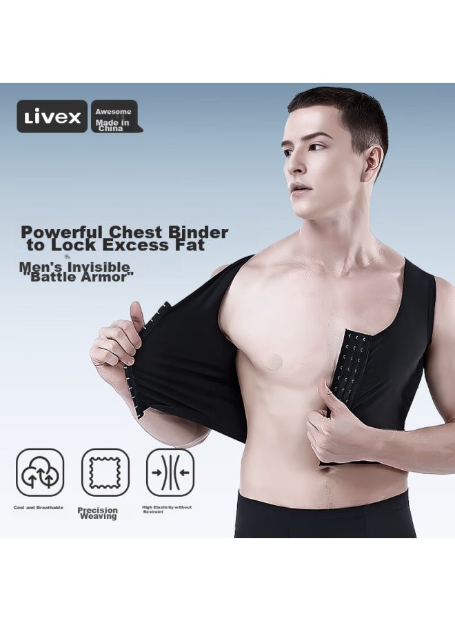 Livex Men's Shapewear, Chest Binder Vest, Invisible Bandage, Prevents Chest Bulges, Reduces Excess Fat, Flattens Large Chest Compression, Tightening Device - Image 1
