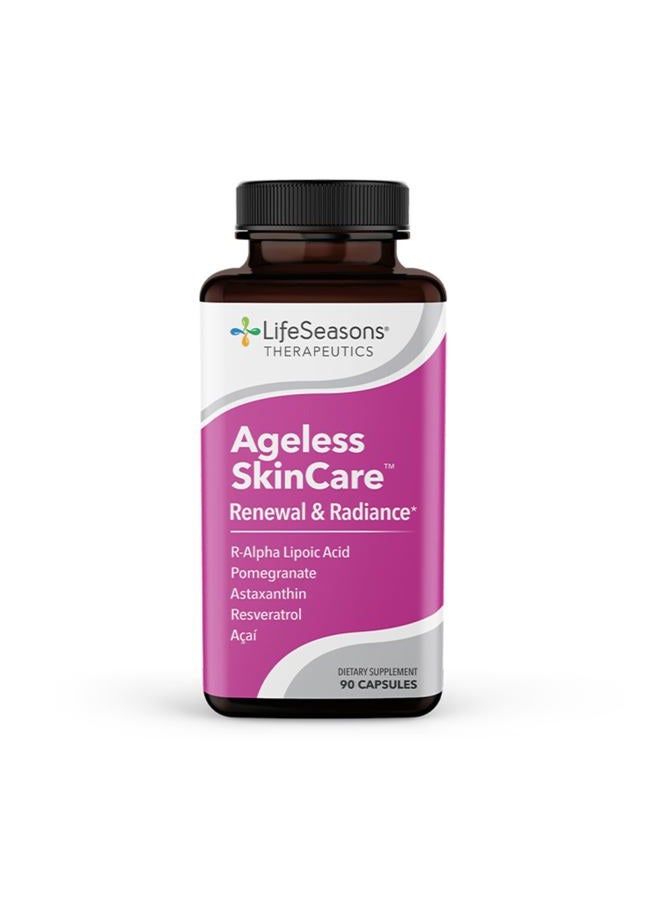 Life Seasons Ageless Skincare - Anti Aging Supplement - Antioxidant Support - Moisturizes & Nourishes Skin - Acai Berry Astaxanthin Resveratrol R-Alpha Lipoic Acid & Pomegranate Extract - 90 Capsules  - Image 1