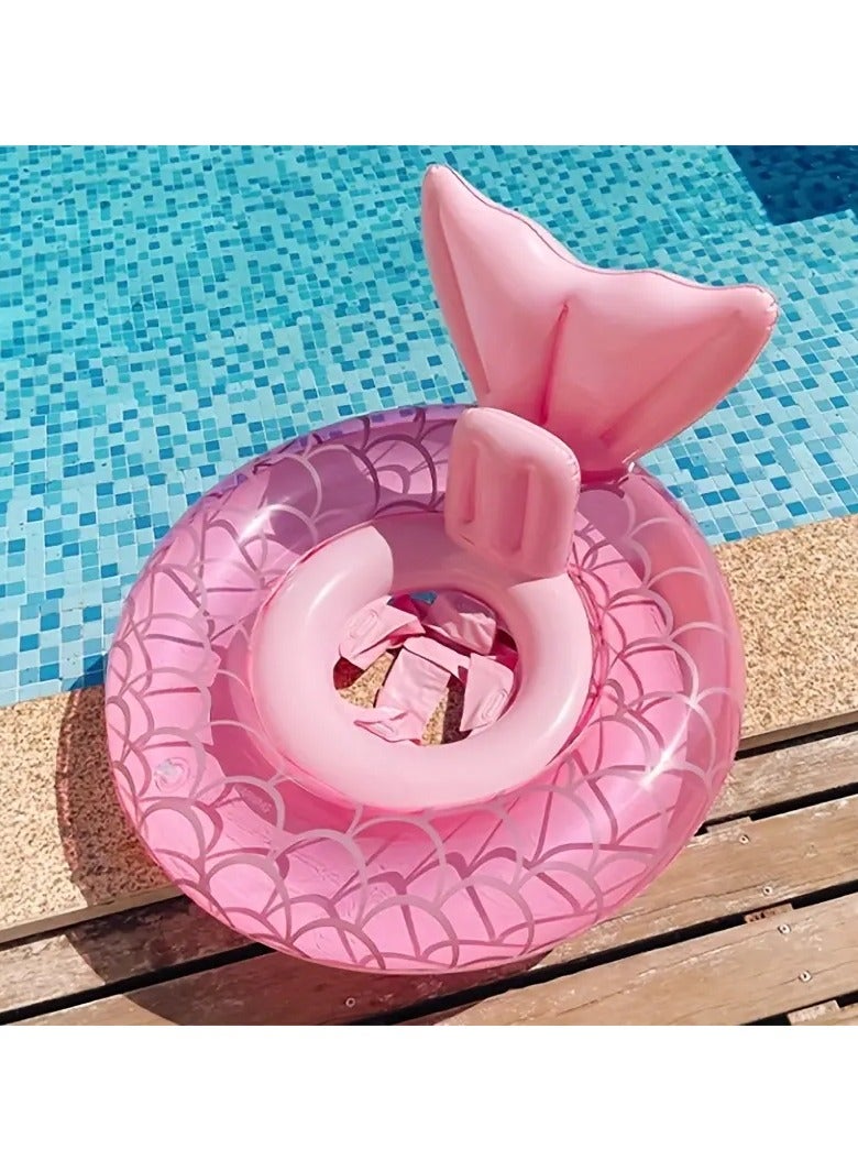 Goolsky حلقة سباحة على شكل حورية البحر 1 قطعة مع مقبض، عوامة سباحة لطيفة مع مقعد - Image 1