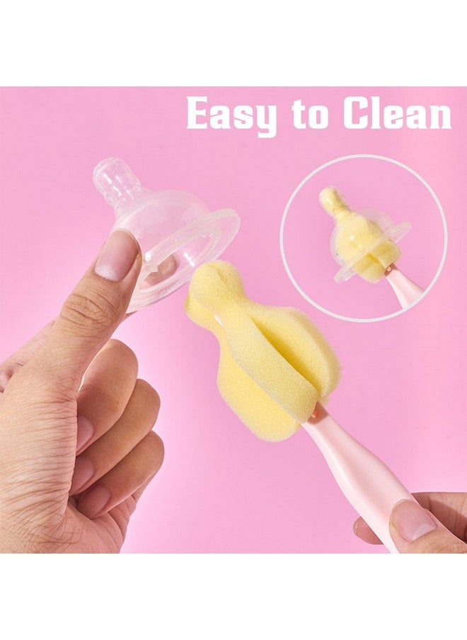 INVODA - 4Pcs Bottle Brush + 4 Pcs Nipple Brush Sponge Baby Bottle Brushes Milk Bottle Nipple Cleaner Set Cup Scrubber Brush Detachable Portable Water Bottle Cleaner Brush (4 Bottle Brush+4 Nipple Brush) - Image 1