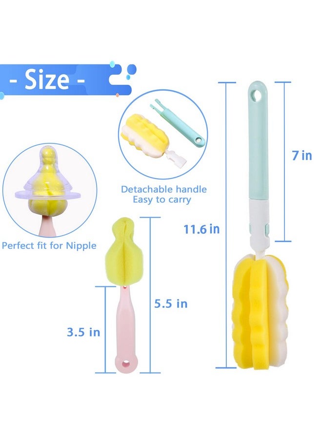 INVODA - 4Pcs Bottle Brush + 4 Pcs Nipple Brush Sponge Baby Bottle Brushes Milk Bottle Nipple Cleaner Set Cup Scrubber Brush Detachable Portable Water Bottle Cleaner Brush (4 Bottle Brush+4 Nipple Brush) - Image 1