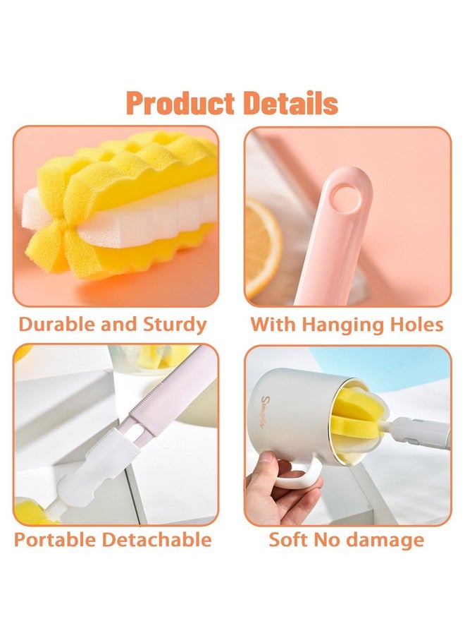 INVODA - 4Pcs Bottle Brush + 4 Pcs Nipple Brush Sponge Baby Bottle Brushes Milk Bottle Nipple Cleaner Set Cup Scrubber Brush Detachable Portable Water Bottle Cleaner Brush (4 Bottle Brush+4 Nipple Brush) - Image 1