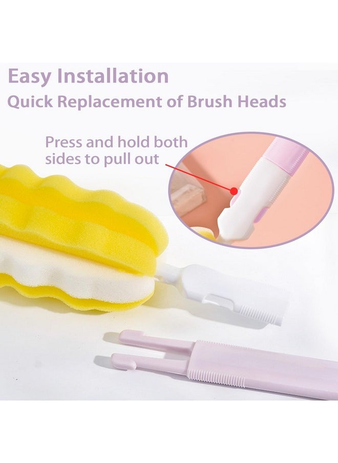 INVODA - 4Pcs Bottle Brush + 4 Pcs Nipple Brush Sponge Baby Bottle Brushes Milk Bottle Nipple Cleaner Set Cup Scrubber Brush Detachable Portable Water Bottle Cleaner Brush (4 Bottle Brush+4 Nipple Brush) - Image 1