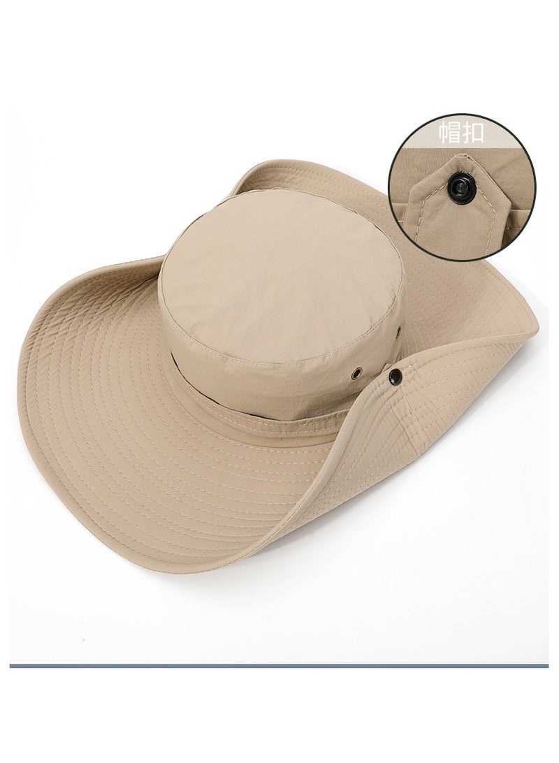 REXCHI Summer Fisherman Hat Men's Sun Hat Outdoor Mountaineering Fishing Hat Anti-UV Large Brim Waterproof Sun Protection（Navy） - Image 4