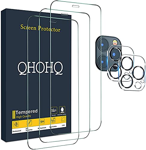 QHOHQ 3 Pack Screen Protector for iPhone 12 Pro Max 6.7" with 2 Pack Tempered Glass Camera Lens Protector, Ultra HD, 9H Hardness, Scratch Resistant, Easy Install - Case Friendly - Image 1