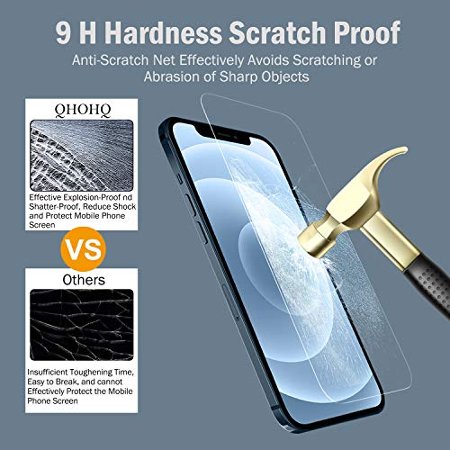 QHOHQ 3 Pack Screen Protector for iPhone 12 Pro Max 6.7" with 2 Pack Tempered Glass Camera Lens Protector, Ultra HD, 9H Hardness, Scratch Resistant, Easy Install - Case Friendly - Image 5