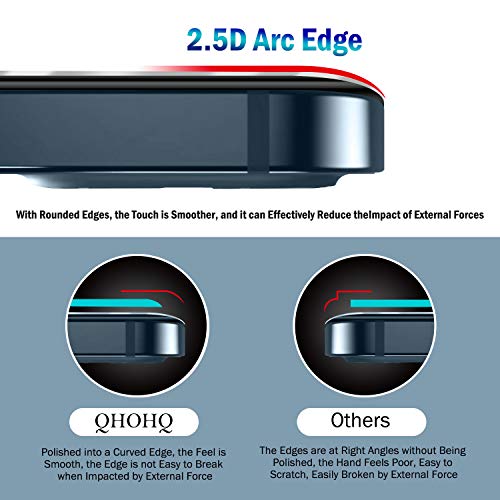 QHOHQ 3 Pack Screen Protector for iPhone 12 Pro Max 6.7" with 2 Pack Tempered Glass Camera Lens Protector, Ultra HD, 9H Hardness, Scratch Resistant, Easy Install - Case Friendly - Image 3