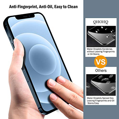 QHOHQ 3 Pack Screen Protector for iPhone 12 Pro Max 6.7" with 2 Pack Tempered Glass Camera Lens Protector, Ultra HD, 9H Hardness, Scratch Resistant, Easy Install - Case Friendly - Image 2