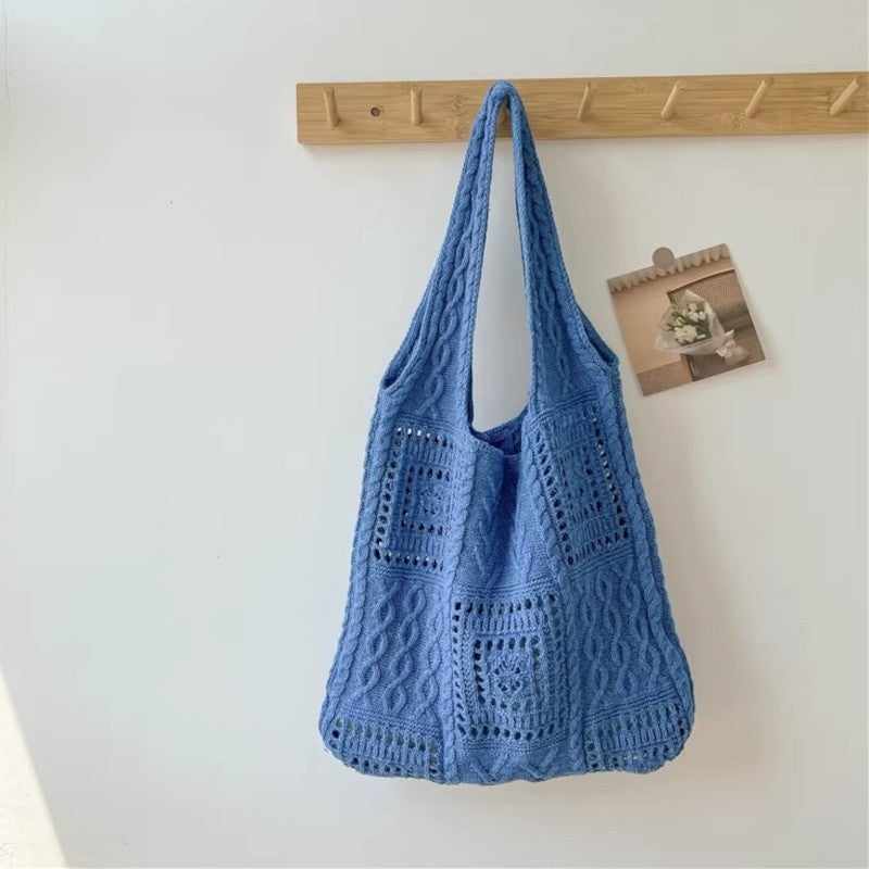 Knitted Tote Bag Women Large Capacity Casual - Image 3