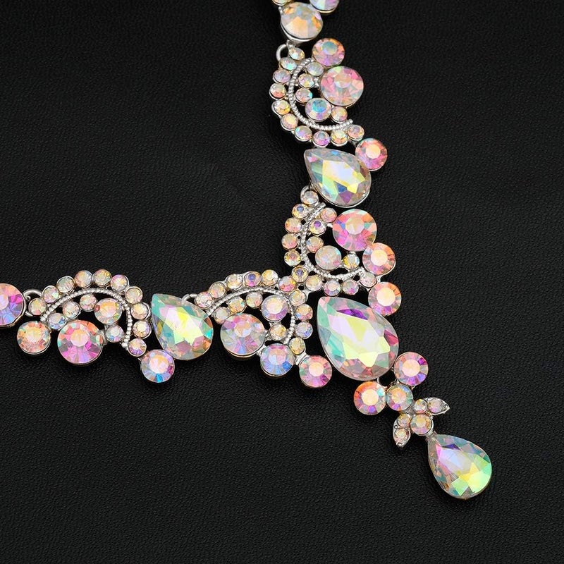 CSY Elegant Crystal Necklace Earrings Bracelet Ring Bridal Wedding Party Costume Jewelry Sets for Brides Women - Image 4