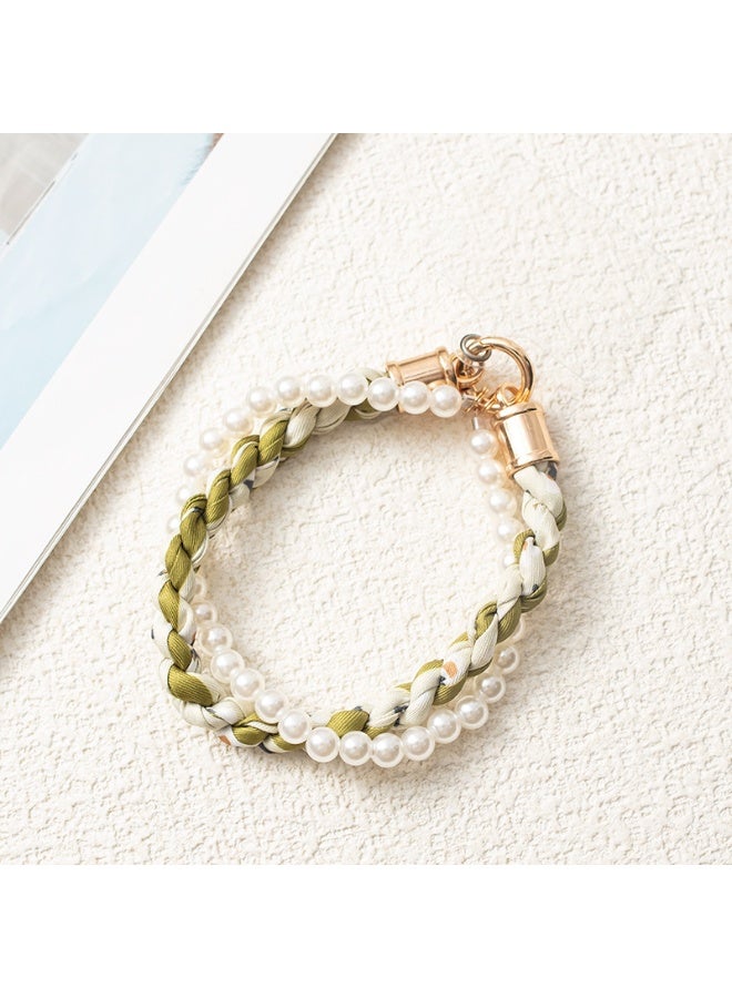 NIBEMINENT Beaded Phone Lanyard, Anti Lost Removable Wrist Strap, Woven Short Sleeve Bracelet Pendant, Phone Keychain Lanyard,7/Green