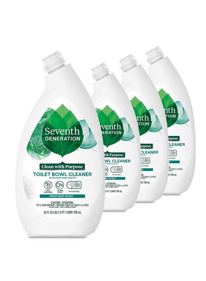 Seventh Generation منظف وعاء المرحاض برائحة النعناع المنعش 4 عبوات بدون مبيض الكلور خالي من الأمونيا 24 أونصة - Image 1