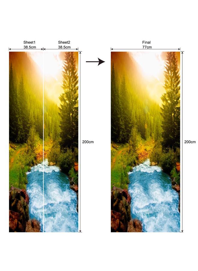 Bluejw Special Price Scenery Series Decorative Stickers 3D Simulation Door Stickers Removable Wall Stickers Bedroom Living Room Renovation PVC Wallpaper  - Image 1