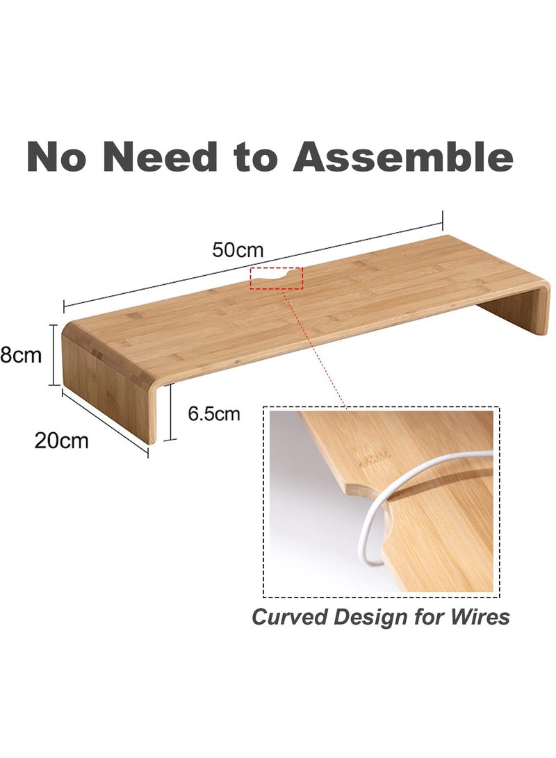 erorex Monitor Stand Riser, Ergonomic Height Bamboo Wood Desktop Riser Organizer, PC/Laptop/TV/Printer Monitor Stand for Home Office Use, No Assembly Required - Image 2