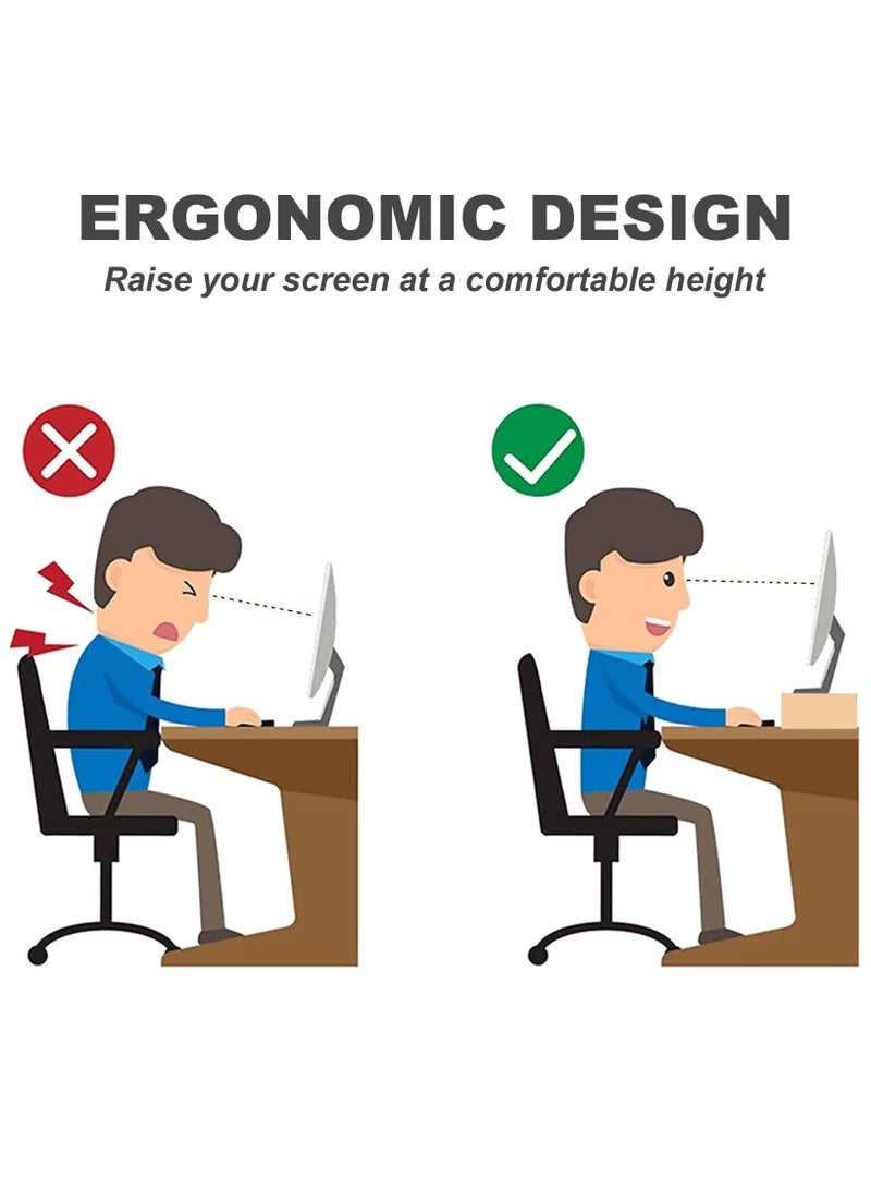 erorex Monitor Stand Riser, Ergonomic Height Bamboo Wood Desktop Riser Organizer, PC/Laptop/TV/Printer Monitor Stand for Home Office Use, No Assembly Required - Image 4