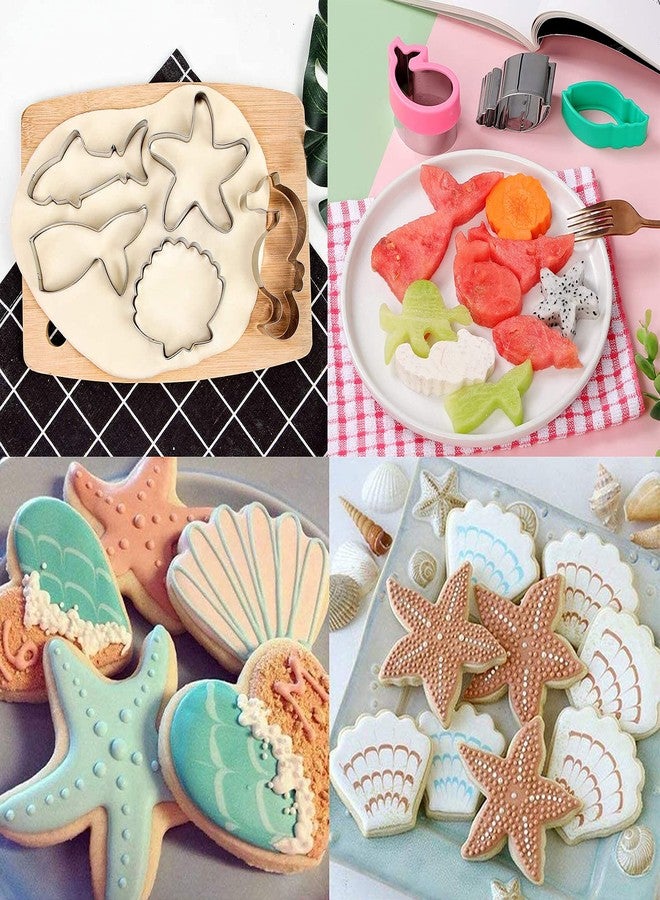 FACATH Marine Animals Cookie Cutter Set, 12 Piece Under the Sea Cookie Cutter Set, Stainless Steel Biscuit Cutters Molds with Shark, Starfish, Seahorse, Octopus, Seal, Turtle and Mermaid Tail Shapes - Image 4