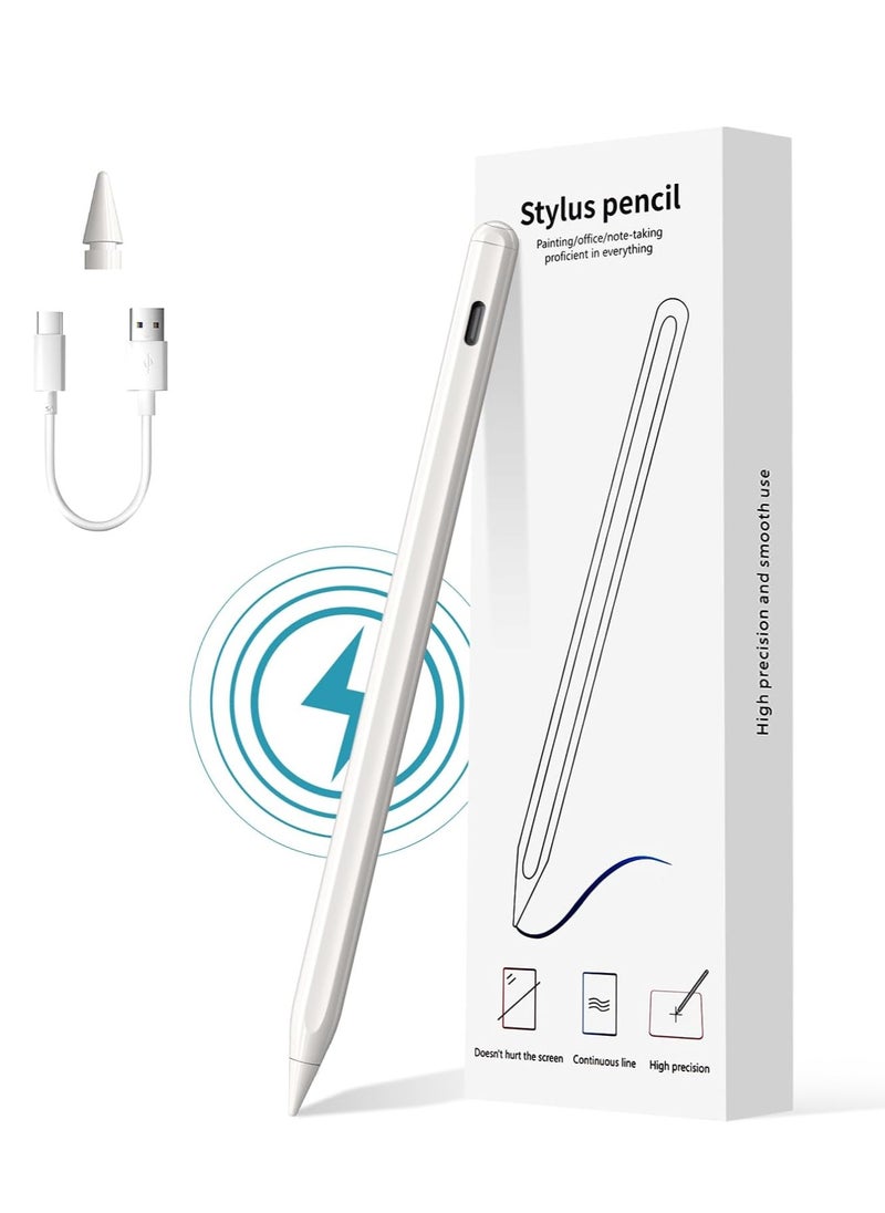 Generic - Magnetic Wireless Charging Stylus Pen with Fast Charging Type-C 2nd Generation Tilt Sensitivity Charging Screen Palm Rejection Function Free Tip Compatible with iPad Pro 11 White - Image 1