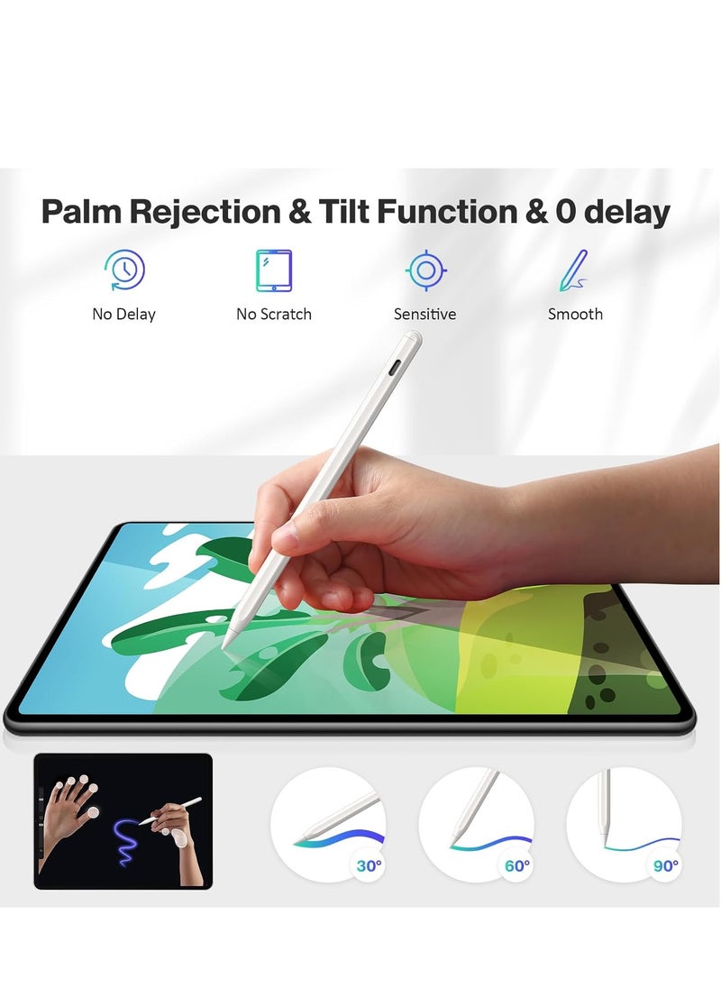 Generic - Magnetic Wireless Charging Stylus Pen with Fast Charging Type-C 2nd Generation Tilt Sensitivity Charging Screen Palm Rejection Function Free Tip Compatible with iPad Pro 11 White - Image 1