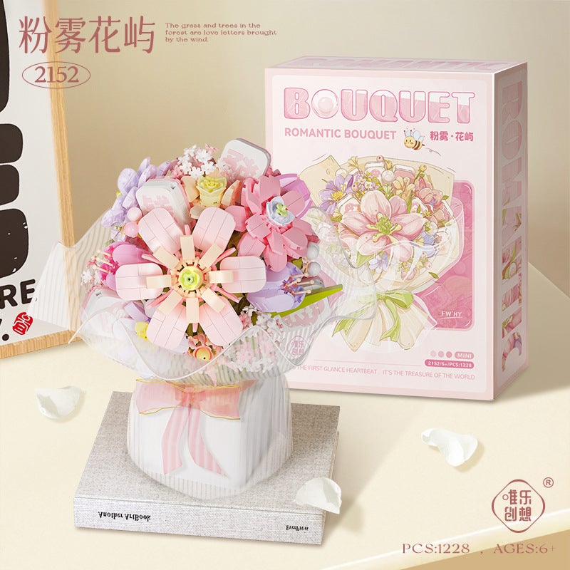 Weile Chuangxiang Brick Also Mini Particle Building Blocks Bouquet Potted Ornaments Girls Assembled Toys Kidsren'S Holiday Gifts - Image 3