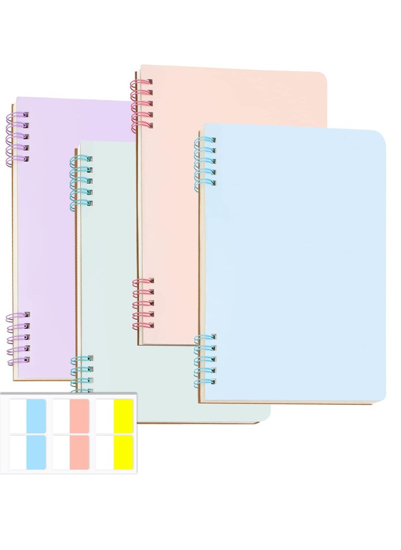 SYOSI - A5 Spiral Notebook with 60 Pcs Tabs Assorted Colors Line Journal Hardcover Subject Notebook College Ruled 80 Sheet Thick Paper Smooth Writing Aesthetic for School Students 4 Pack - Image 1