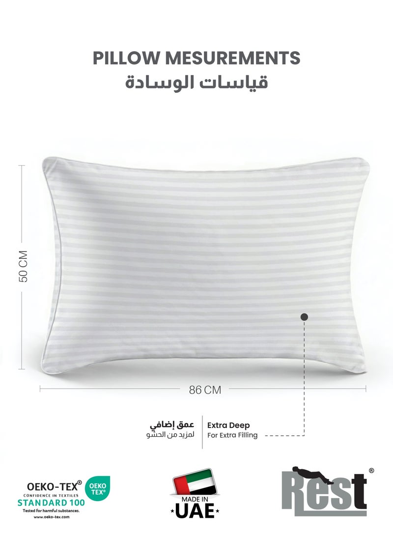 REST Gusset Plush  Stripe Pillow King Size (50x86cm /20''x 34'' ) Bed Pillow for Sleeping, Gusset Plushed Pillow for Back, Stomach or Side Sleepers, Hotel Pillow with Down Alternative Filling - Image 2
