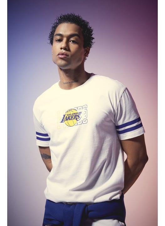 Man DeFactoFit NBA Los Angeles Lakers Standard Fit Short Sleeve T-Shirt