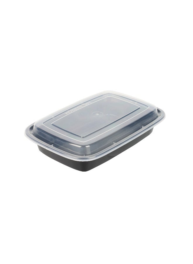 Restaurantware Asporto Microwavable To-Go Container - BPA Free PP Rectangular Take Out Food Container with Clear Plastic Lid - Catering & take out - 28 oz - Black - Plastic - Disposable - 100ct Box  - Image 1