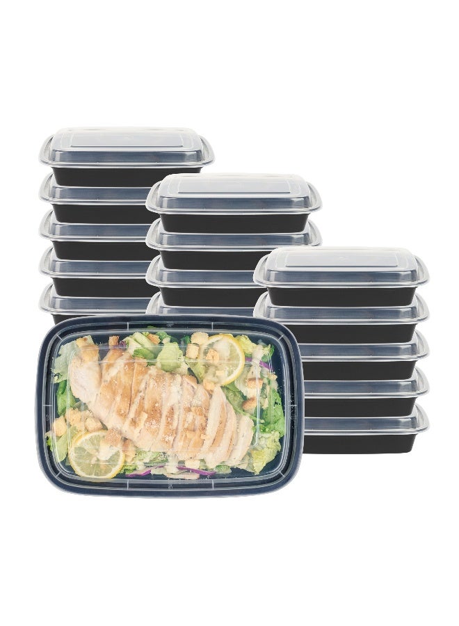 Restaurantware Asporto Microwavable To-Go Container - BPA Free PP Rectangular Take Out Food Container with Clear Plastic Lid - Catering & take out - 28 oz - Black - Plastic - Disposable - 100ct Box  - Image 2