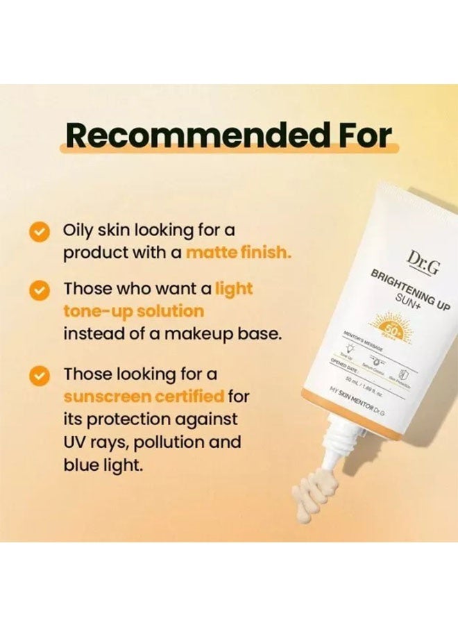 Dr. G Brightening Up Sun+ SPF50+ PA+++ 50ml, Skin Brightening and Light Tone Up Suncreen - Image 5