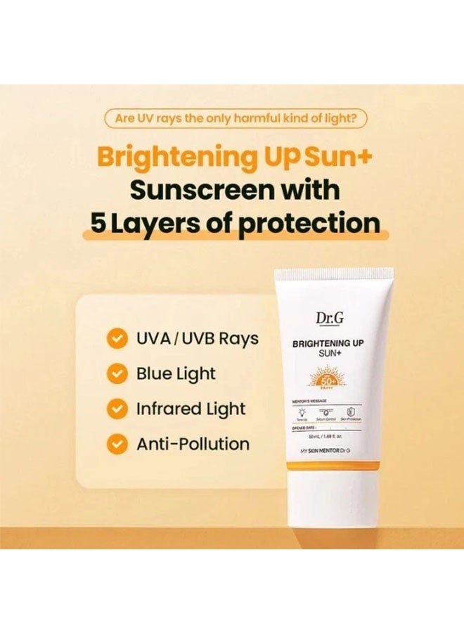 Dr. G Brightening Up Sun+ SPF50+ PA+++ 50ml, Skin Brightening and Light Tone Up Suncreen - Image 3