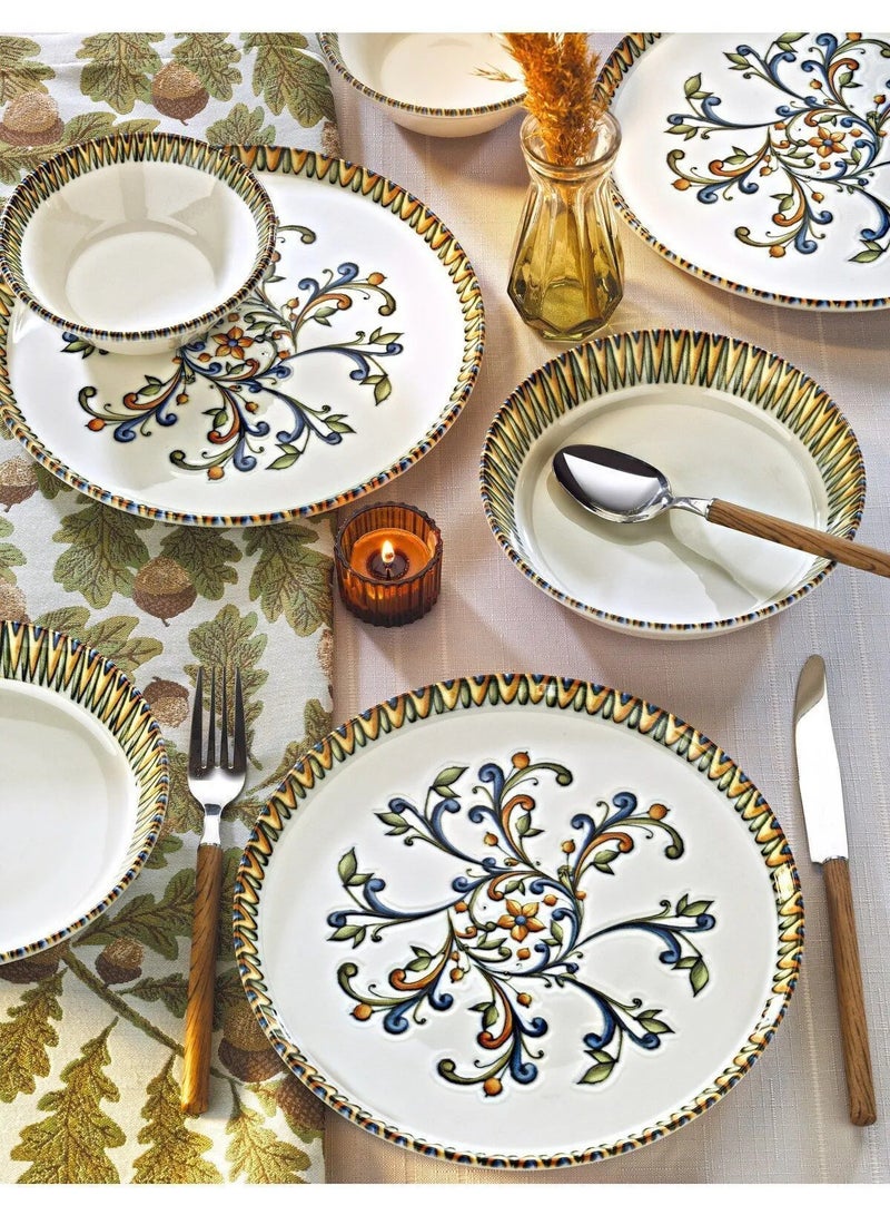 Kitchen Life Baroque Spring 18 Piece 6 Person Porcelain Dinner Set  - Image 1
