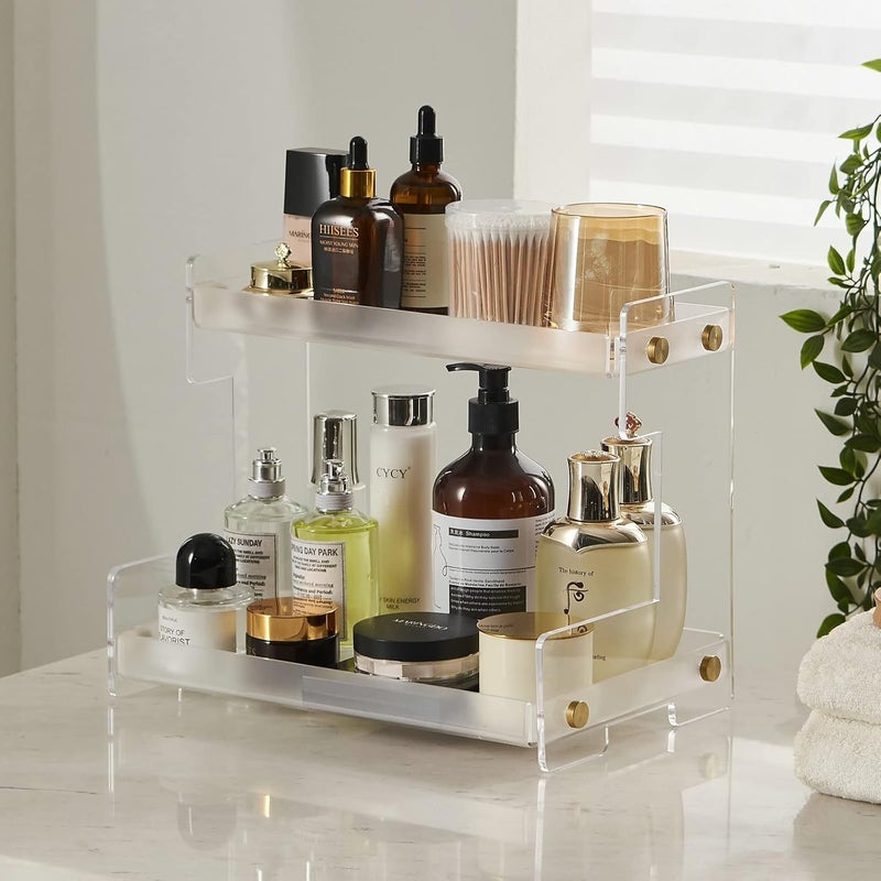 ffk Bathroom Organizer Countertop,2 Tier Bathroom Counter Organizer Kitchen Spice Rack Cosmetic Organizer,Countertop Storage Shelf for Bathroom, Kitchen, Living Room, Bedroom, Dressing Table - Image 5