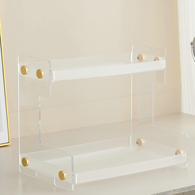 ffk Bathroom Organizer Countertop,2 Tier Bathroom Counter Organizer Kitchen Spice Rack Cosmetic Organizer,Countertop Storage Shelf for Bathroom, Kitchen, Living Room, Bedroom, Dressing Table - Image 4