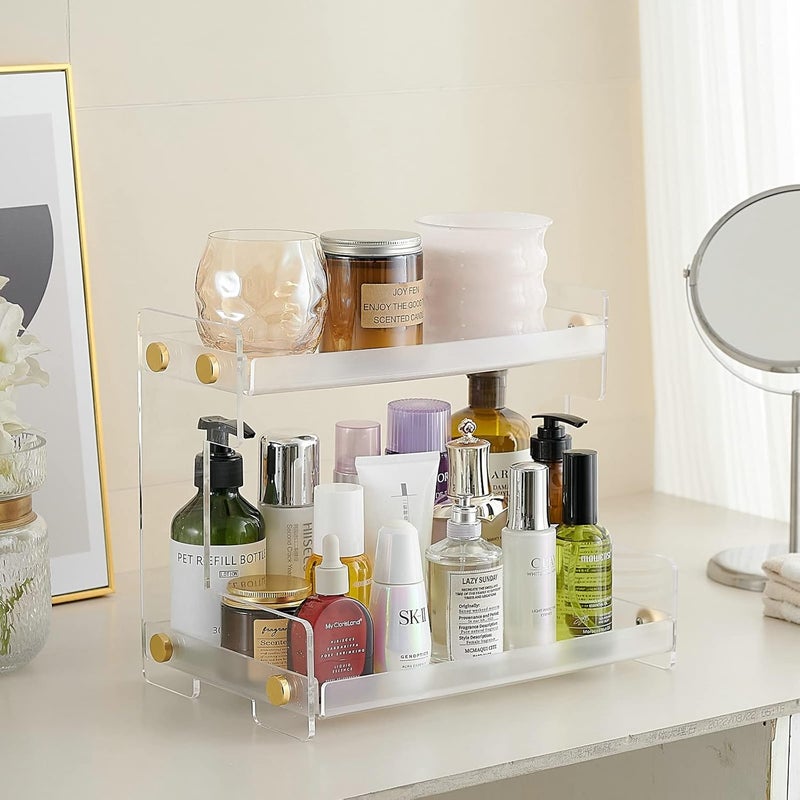 ffk Bathroom Organizer Countertop,2 Tier Bathroom Counter Organizer Kitchen Spice Rack Cosmetic Organizer,Countertop Storage Shelf for Bathroom, Kitchen, Living Room, Bedroom, Dressing Table - Image 3