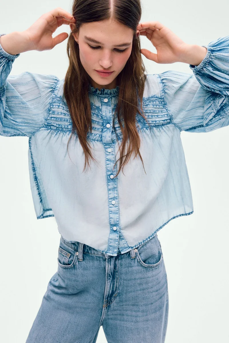 H&M Denim-look cotton blouse