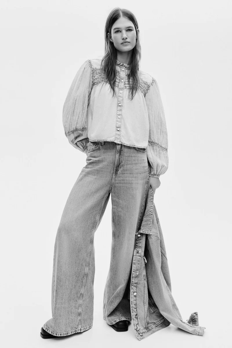 H&M Denim-look cotton blouse