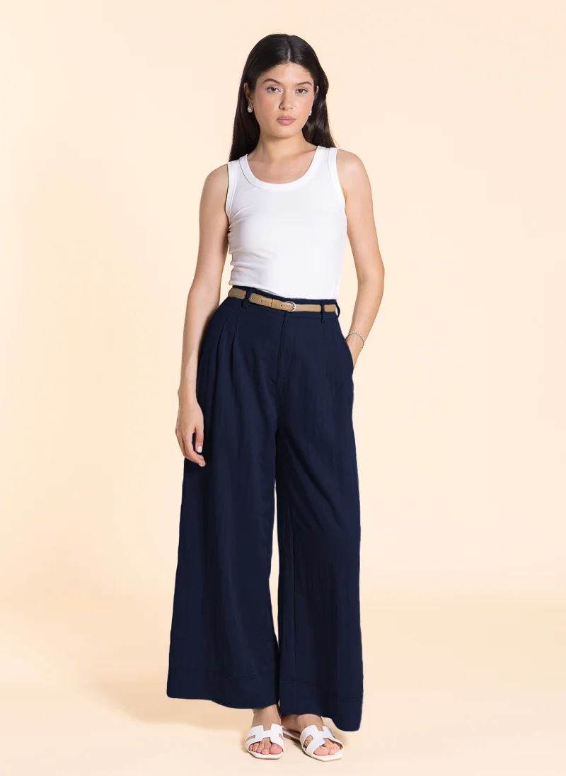 SHAPES WIDE-LEG LINEN BLEND TROUSERS