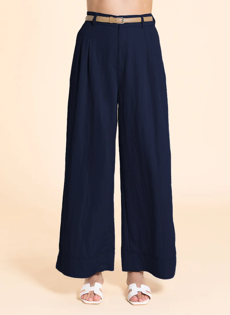 SHAPES WIDE-LEG LINEN BLEND TROUSERS
