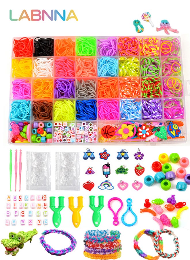 LABNNA 2700+ Rubber Bands Bracelet Kit DIY Making Kit 2500+ Bands Refill Set Kids Colorful Rubber Bands Kits with Storage Container 32 Colors Birthday Gift for Kids Friendship Gift - Image 1