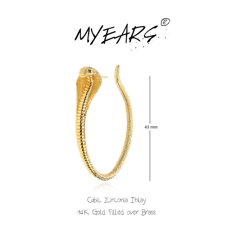 MYEARS Women Snake Hoop Earrings Gold Cubic Zirconia 14K Small Simple Hypoallergenic Everyday Illusion Jewelry - Image 4