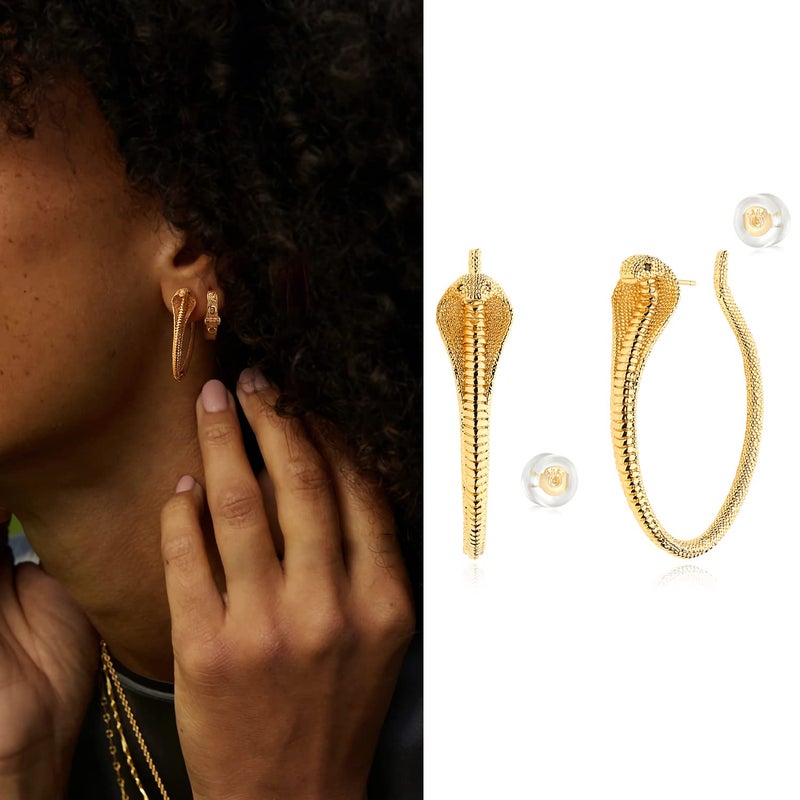 MYEARS Women Snake Hoop Earrings Gold Cubic Zirconia 14K Small Simple Hypoallergenic Everyday Illusion Jewelry - Image 3